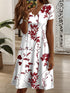 Glamour Style™ Floral V-Neck Summer Mini Dress Glamour Style Red