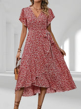 Glamour Style™ Elegant Floral Wrap Midi Dress Glamour Style Red