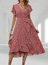 Glamour Style™ Elegant Floral Wrap Midi Dress Glamour Style Red