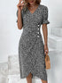 Glamour Style™ Floral Puff Sleeve Wrap Midi Dress Glamour Style Black