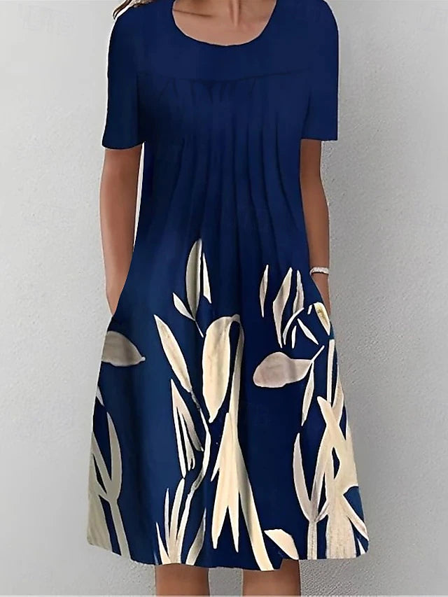 Glamour Style™ Floral Crew Neck Summer Midi Dress Glamour Style