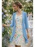 Glamour Style™ Layered Floral 3/4 Sleeve Midi Dress Set Glamour Style Blue