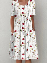 Glamour Style™ Floral Crew Neck Summer Midi Dress Glamour Style White