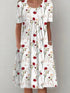 Glamour Style™ Floral Crew Neck Summer Midi Dress Glamour Style White