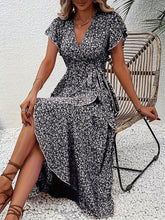 Glamour Style™ Elegant Floral Wrap Midi Dress Glamour Style Black
