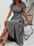 Glamour Style™ Elegant Floral Wrap Midi Dress Glamour Style Black