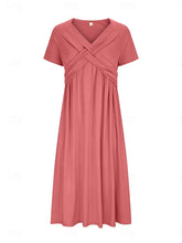 Glamour Style™ Classic V-Neck A-Line Midi Dress Glamour Style