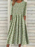 Glamour Style™ Ditsy Floral Ruched Midi Dress with Pockets Glamour Style Green