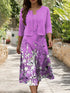 Glamour Style™ Layered Floral V-Neck Midi Dress Set Glamour Style Purple