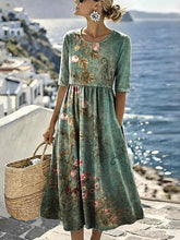 Glamour Style™ Boho Floral Vacation Midi Dress Glamour Style Green