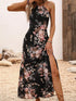 Glamour Style™ Boho Floral Halter Neck Maxi Dress Glamour Style Black