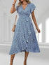 Glamour Style™ Elegant Floral Wrap Midi Dress Glamour Style Light Blue