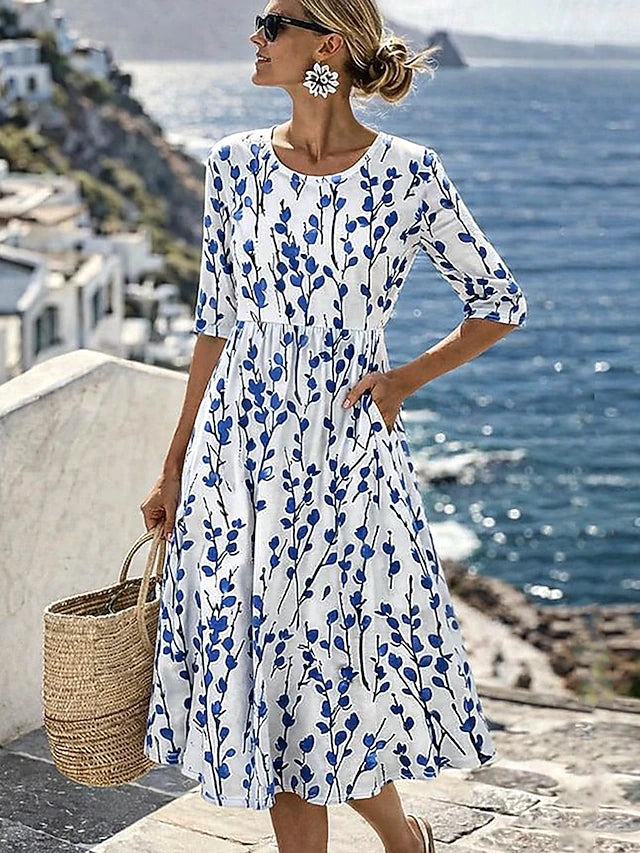 Glamour Style™ Boho Floral Vacation Midi Dress Glamour Style