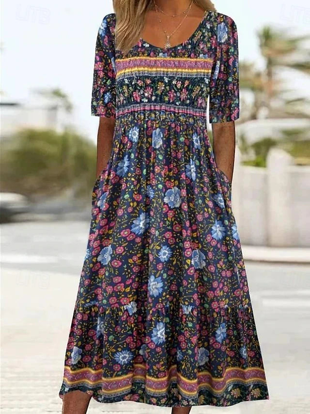 Glamour Style™ Boho Floral A-Line Maxi Dress Glamour Style Black