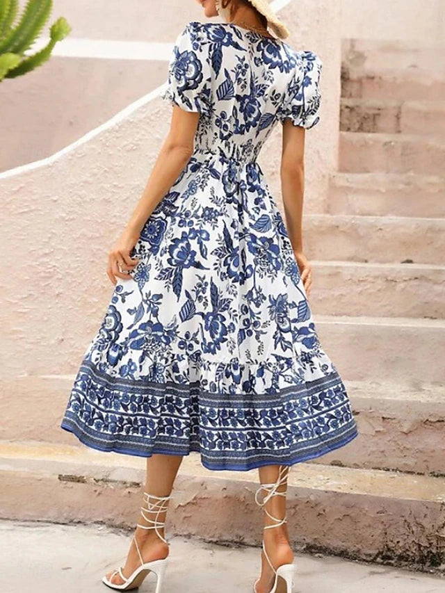 Glamour Style™ Floral A-Line Swing Midi Dress Glamour Style