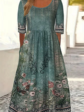 Glamour Style™ Boho Floral A-Line Maxi Dress Glamour Style Green