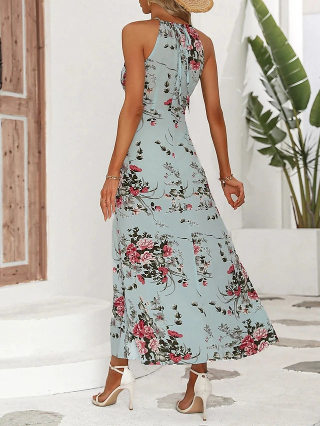 Glamour Style™ Boho Floral Halter Neck Maxi Dress Glamour Style