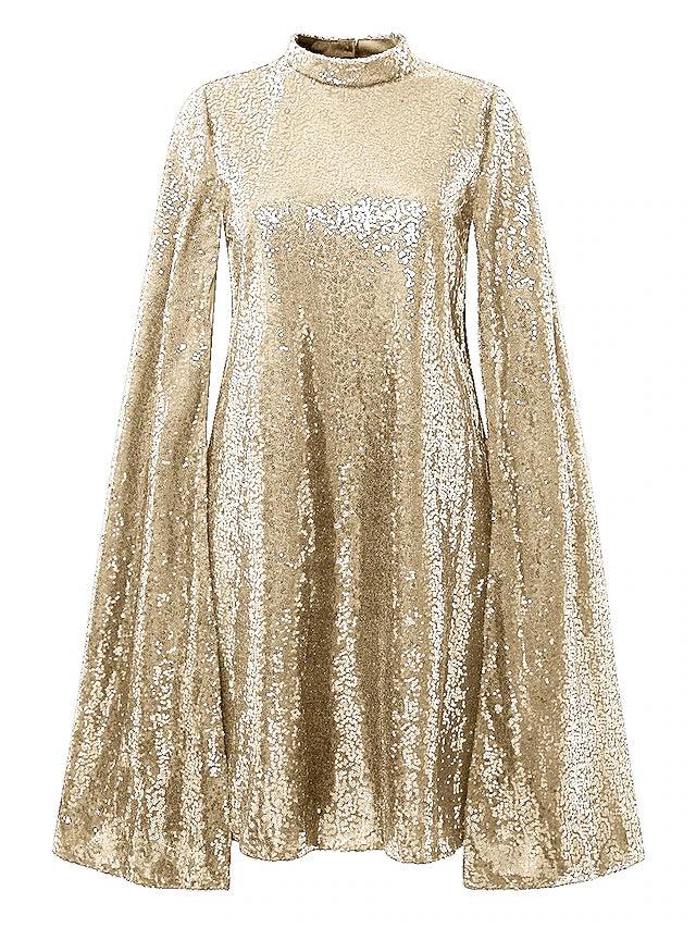 Glamour Style™ Sequin Long Sleeve Party Mini Dress Glamour Style