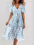 Glamour Style™ Floral Chiffon Midi Cocktail Dress Glamour Style Light Blue