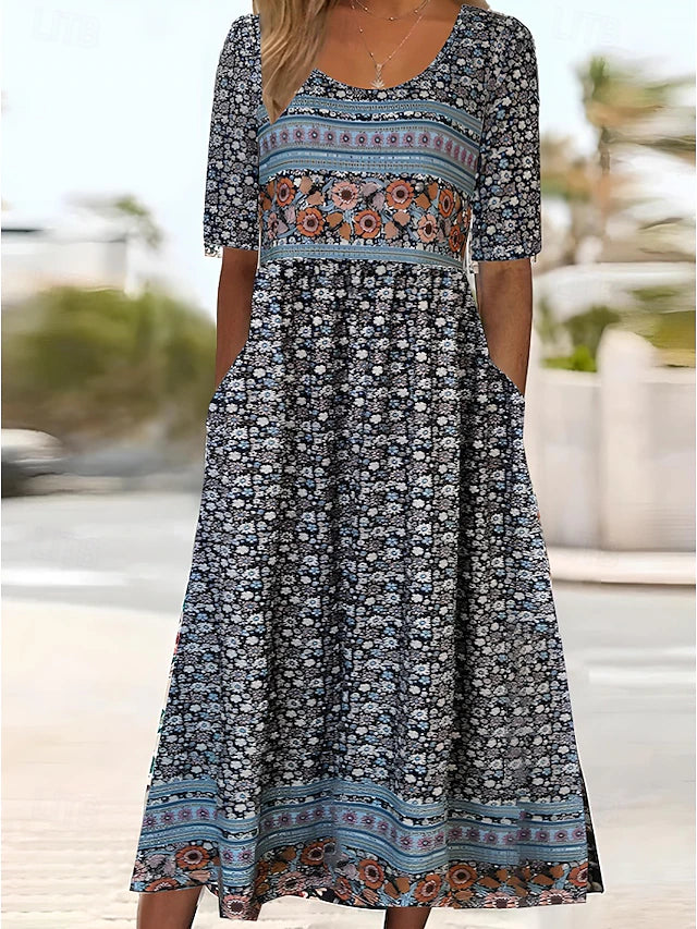 Glamour Style™ Boho Floral A-Line Maxi Dress Glamour Style