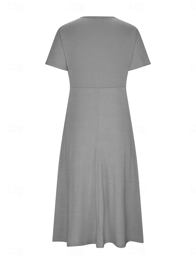 Glamour Style™ Classic V-Neck A-Line Midi Dress Glamour Style