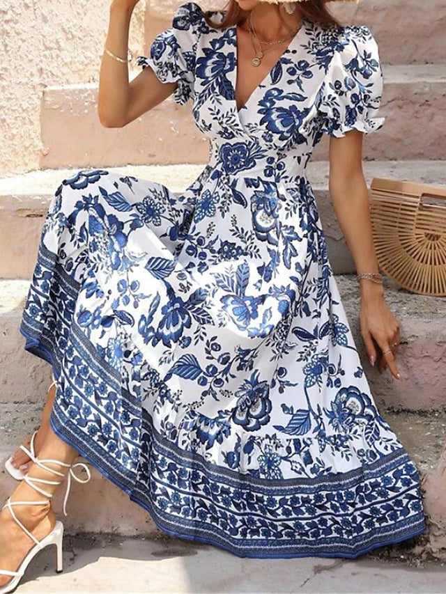 Glamour Style™ Floral A-Line Swing Midi Dress Glamour Style