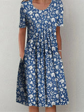 Glamour Style™ Floral Crew Neck Summer Midi Dress Glamour Style Blue