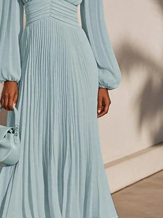 Glamour Style™ Elegant Long Sleeve Chiffon Midi Dress Glamour Style