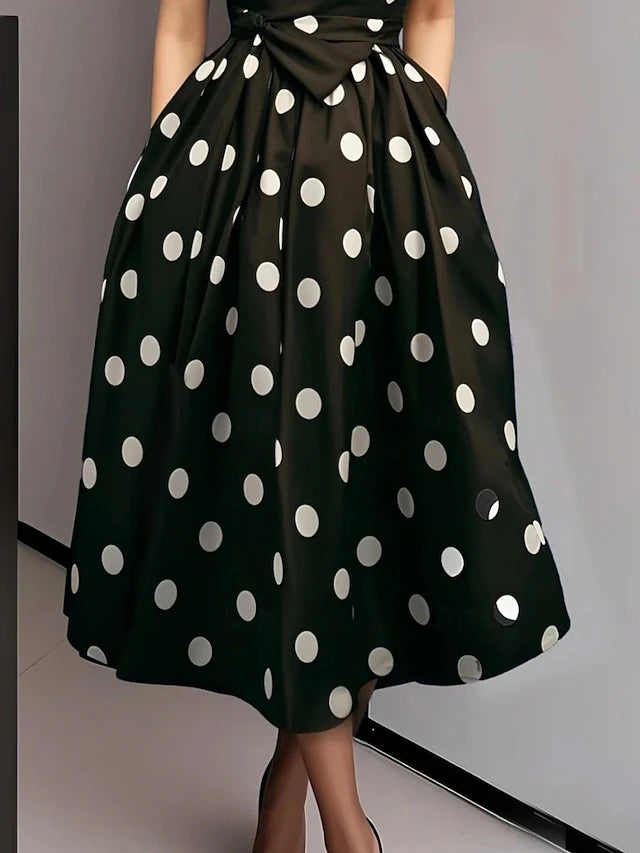Glamour Style™ Polka Dot Sleeveless Midi Dress