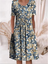 Glamour Style™ Floral Crew Neck Summer Midi Dress Glamour Style Dark Blue